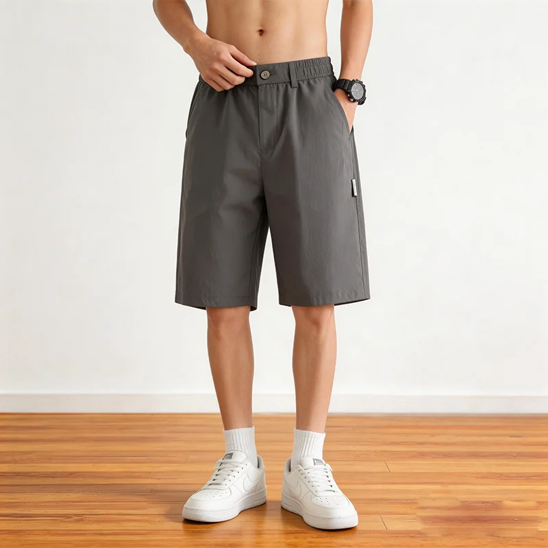 

Men's Business Casual Knee-Length Shorts with Loose Fit and Straight Leg Design Fabric for Versatile Office and Leisure Wear