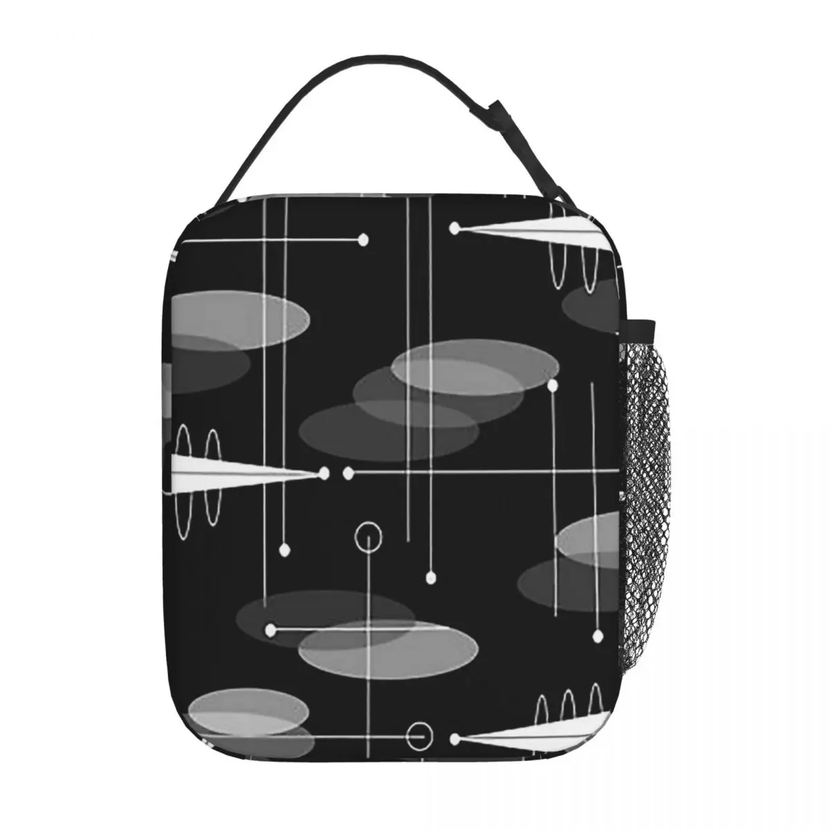 Mid-Century Atomic Space Age Insulated Lunch Bag for Women Kids Portable Food Boxes Thermal Lunch Box Tote