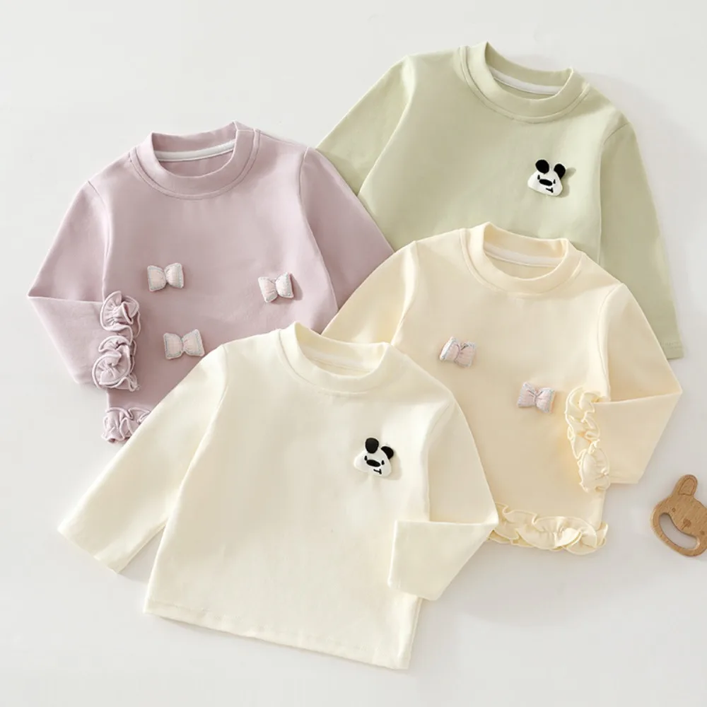 Autumn New Baby Girl Long Sleeve T-shirt Cute Lace Hoodie 0-4 Year Old Girl Thick Outer T-shirt