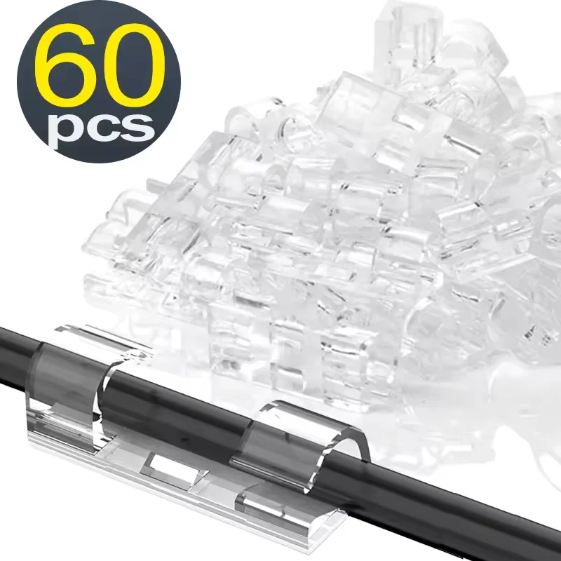 

5-60 шт., органайзер для зажимов для кабеля, держатель для проводов, самоклеящийся стол, аккуратный кабельный менеджер, фиксированный зажим, устройство для намотки проводов