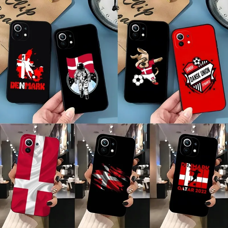 Denmark National Flag Phone Case For Redmi Note 11 11S 10 10S 9S 8T 7 8 8A 9 9A 9C 9T 10 10X Black Silicone Coque