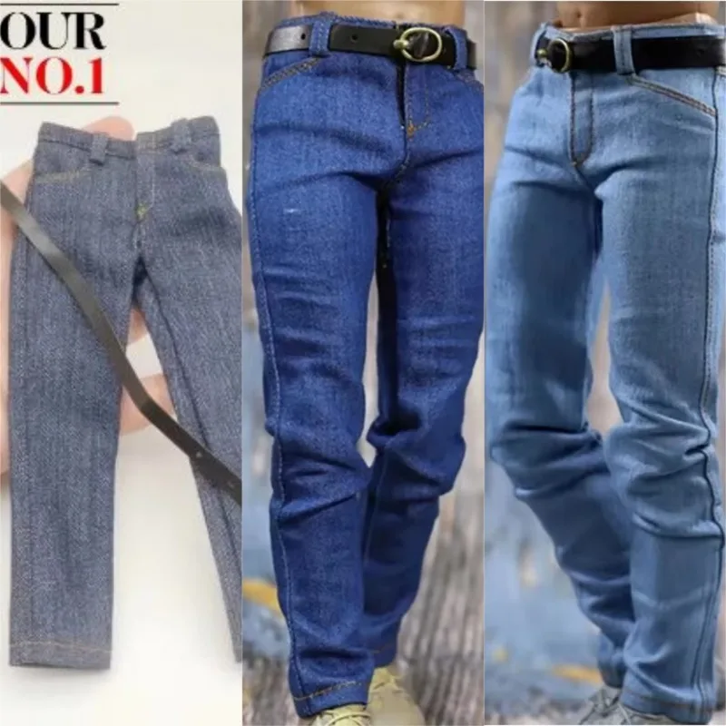 Azul escala 1/6 clássico masculino jeans modelo para 12in soldado masculino phicen tbleague figura de ação brinquedos