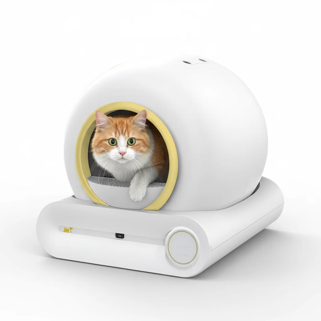 

Smart Easy Clean Cat Litter Box Fully Automatic Scooper Electric Large AI Remote Control ABS Plastic Round