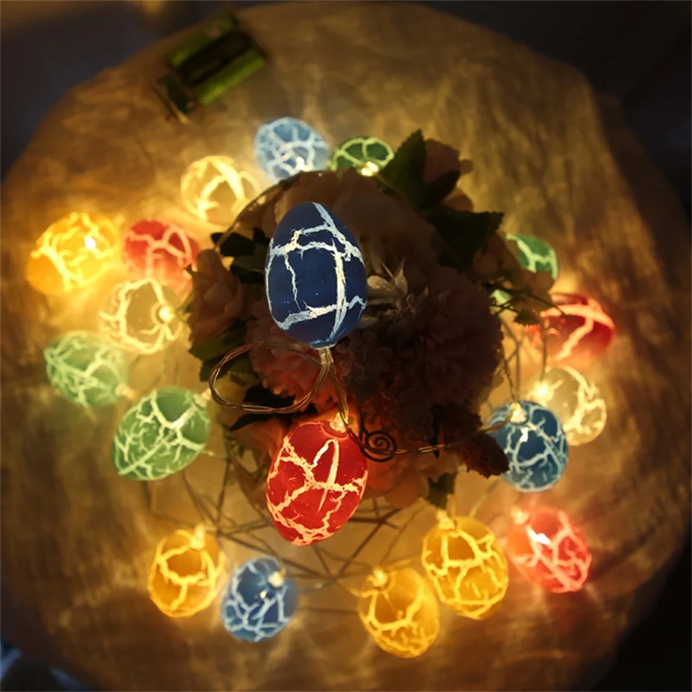 2024 Easter Eggs Light Decoration Batteries USB Multicolor Crack Eggs LED String Lights Home Outdoor Easter Party Decorations