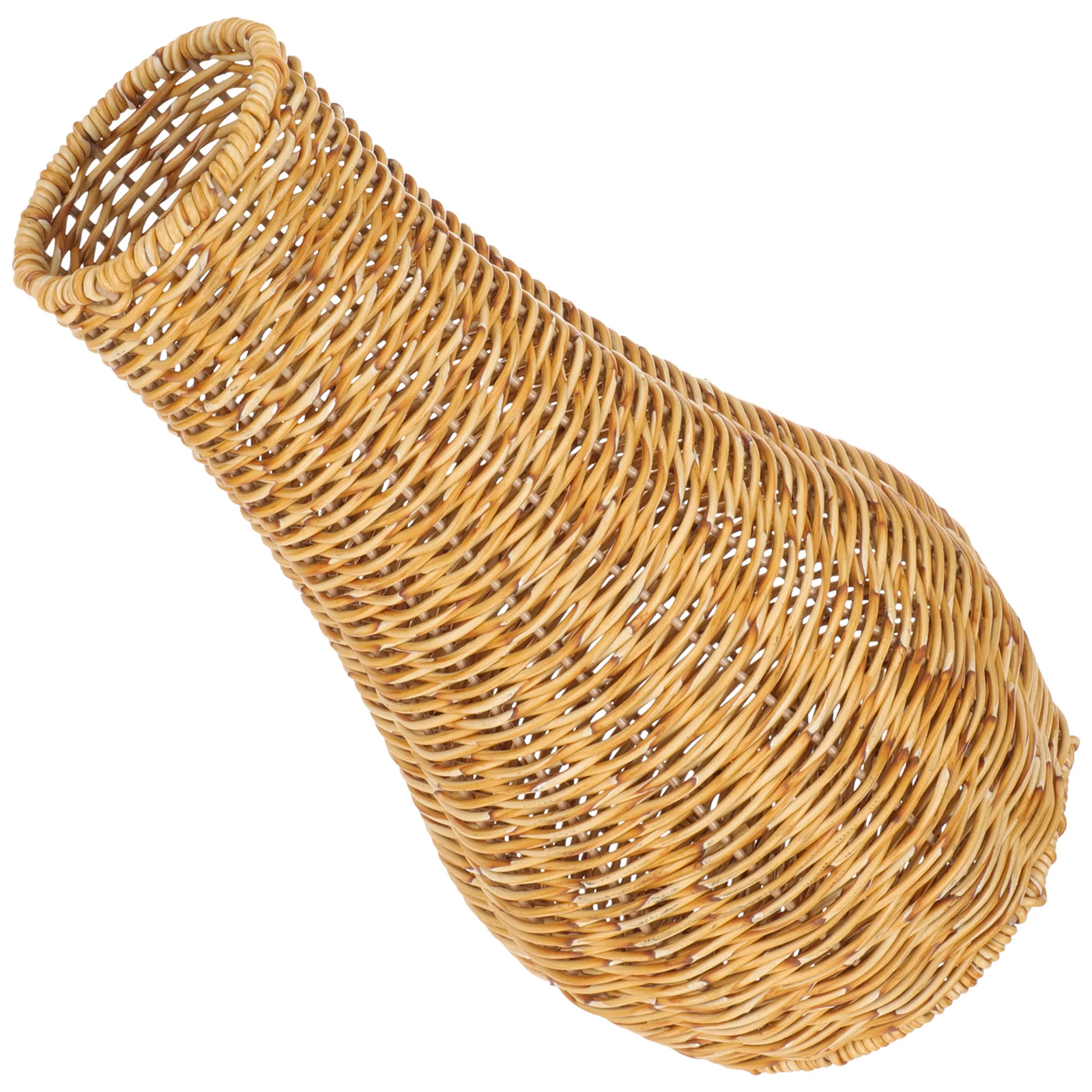 

Retro Woven Rattan Flower Vase Imitation Rattan Plastic Vase For Home Decor Office Table Decoration Dried Flower Holder