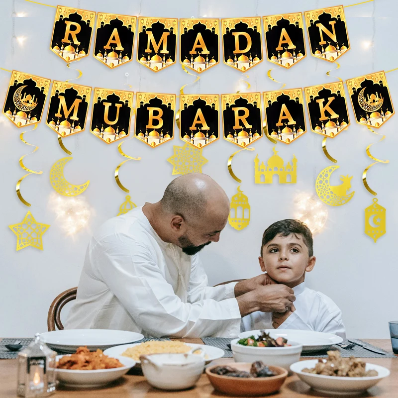 2025 Eid Mubarak Decor Banner Ramadan Mubarak Banner Kareem Ramadan Decoration for Home Islamic Muslim Party Eid Al Adha