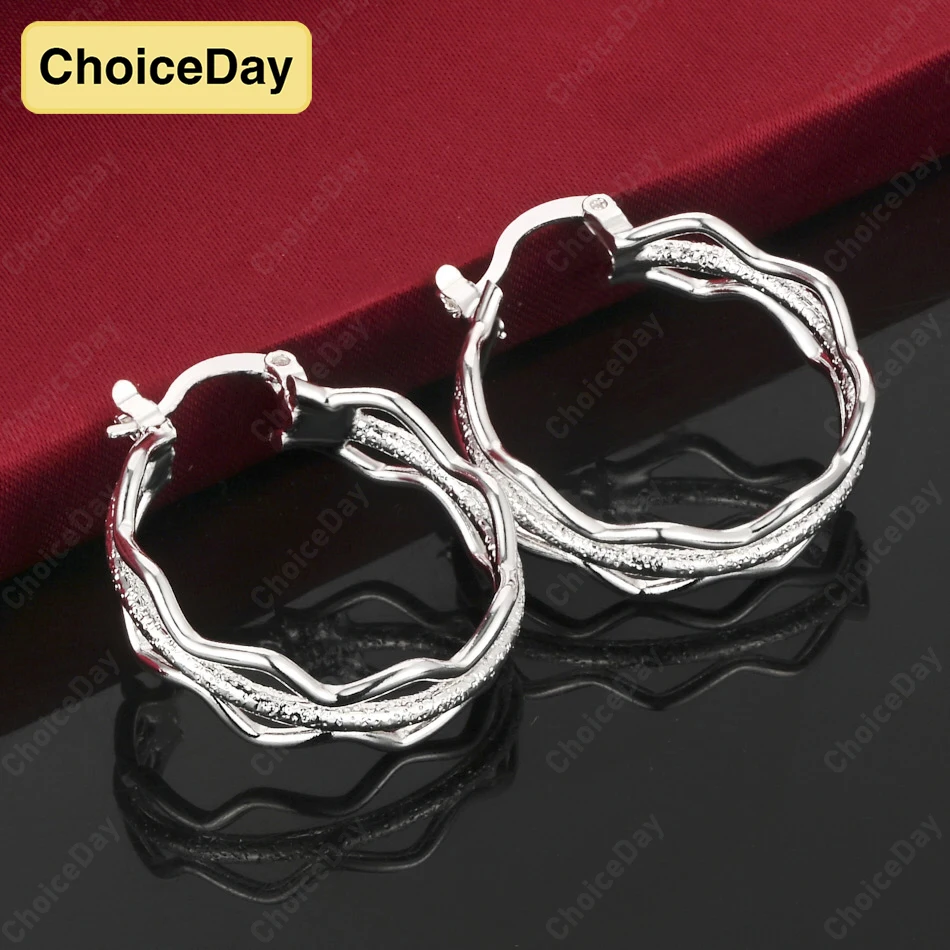 

ChoiceDay 925 Sterling Silver 27mm Multi-layer Round Delicate Hoop Earrings for Women Party Gift Jewelry Accessories