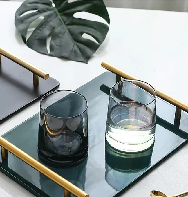 Nordic Marble Length 30cm * 21cm Ceramic Tray Living Room Tea Cup Plate Glass Snack Dessert Fruit