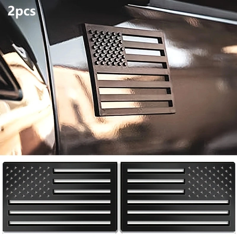 2 uds pegatina de bandera americana negra calcomanía hueca para coche 3D bandera de EE. UU. calcomanías con emblema para camiones 5 "x 3" recortadas para vehículos