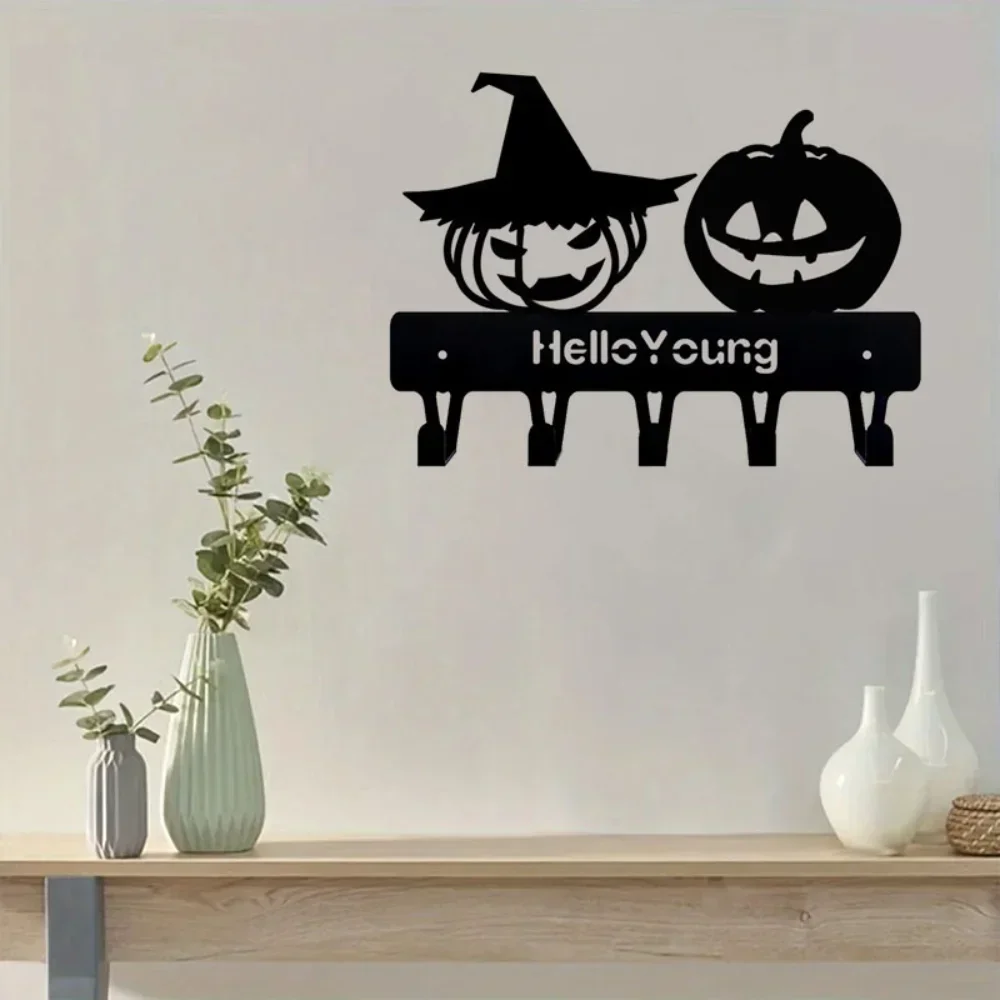 1pc Exquisite Metal Decorative Hook and Practical Storage Rack, Special Halloween Decorative Hook in Horror Pumpkin Shape