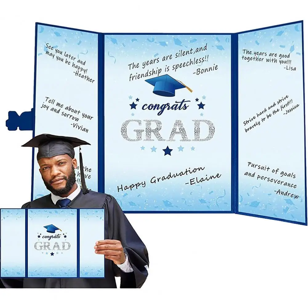 Signing Card Board Graduation Party Pattern Foldable 2024 Congrats Grad Signature Book Alternative