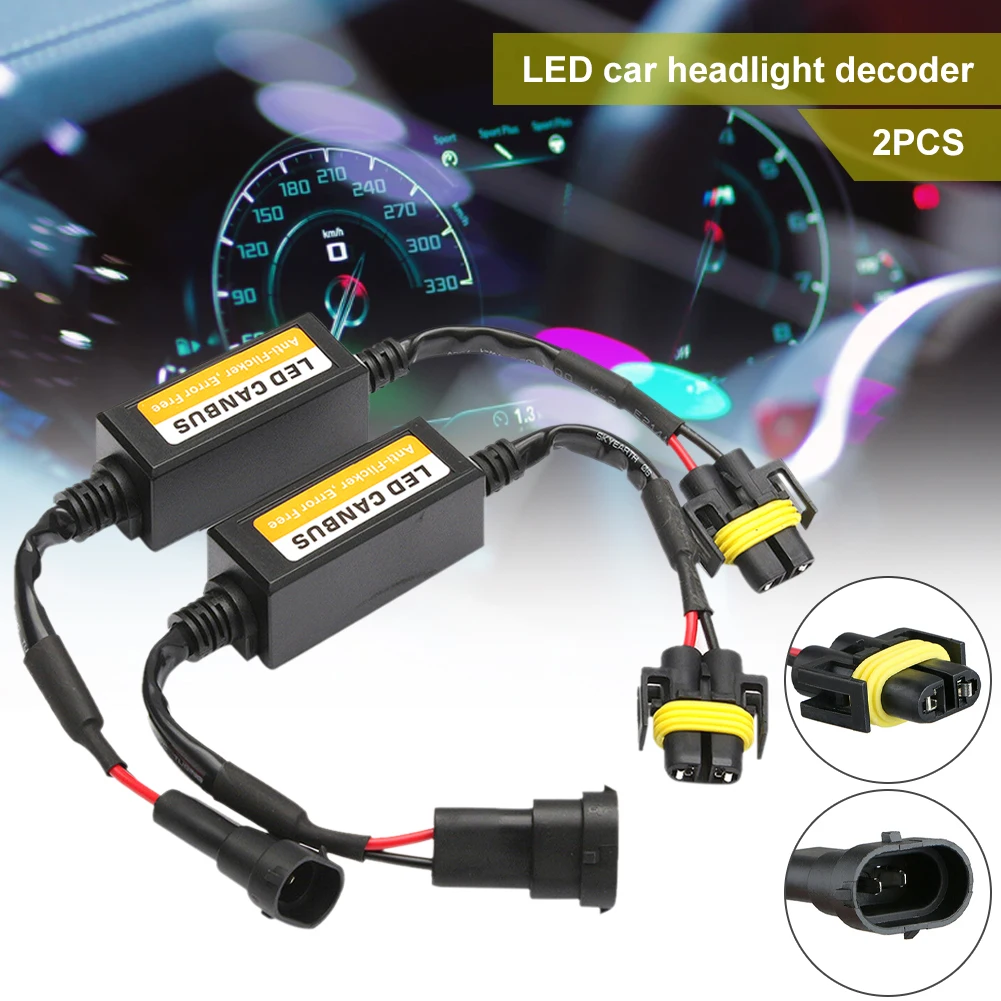 

2pcs H8/H11 LED Headlight Decoder Adapter Canbus Anti-Flicker Harness Bulbs Resistor Decoder Warning Error Canceller