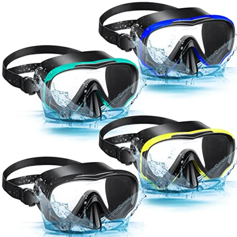 4 Pcs Snorkeling Goggles for Adults Scuba Diving Mask Anti Fog Dive Mask Snorkeling Gear for Men Women Panoramic Swimming Goggl