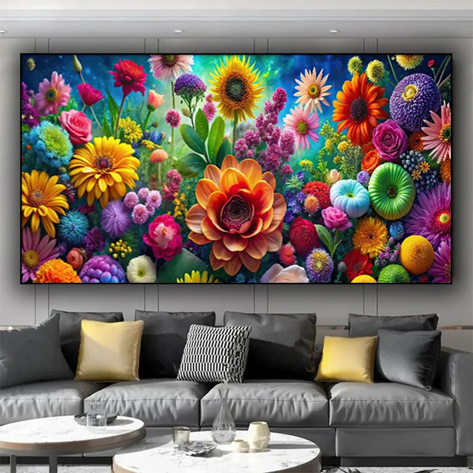 Blue Colorful Orchids Diamond Art Large Blooming Flowers Peony Diy Diamond Painting New 2025 Jewelry Cross Stitch Mosaic Picture