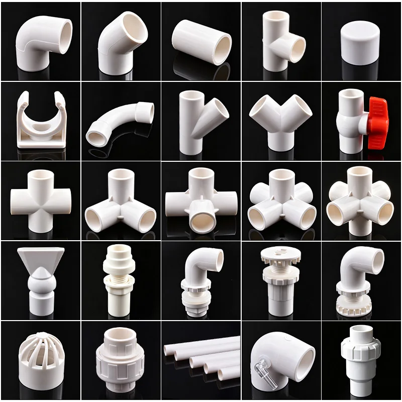 20~50mm White PVC Pipe Connectors Straight Elbow Tee Aquarium Water Supply 4 5 6 Ways Fittings Garden Irrigation DIY Accessories
