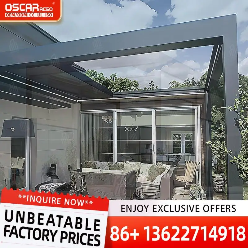 Custom Waterproof 12x16 Motorized Outdoor Retractable Bioclimatic Louvered Aluminum Gazebo Pergola With Blinds for Backyards Pat