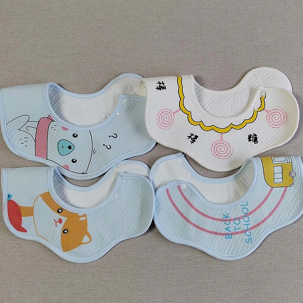 

Drool Bibs For Baby 4 Pieces Waterproof Bibs For Girls Boys Round Neck Rotatable Infant Feeding Burp Cloth