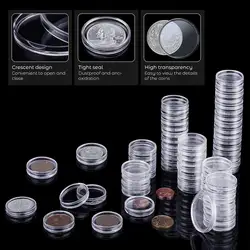 10/25Pc 21/22/23/25/26/27/28-45mm Transparent Round Coin Box Capsules Storage Coin Collection Holder Containers Home Supplies