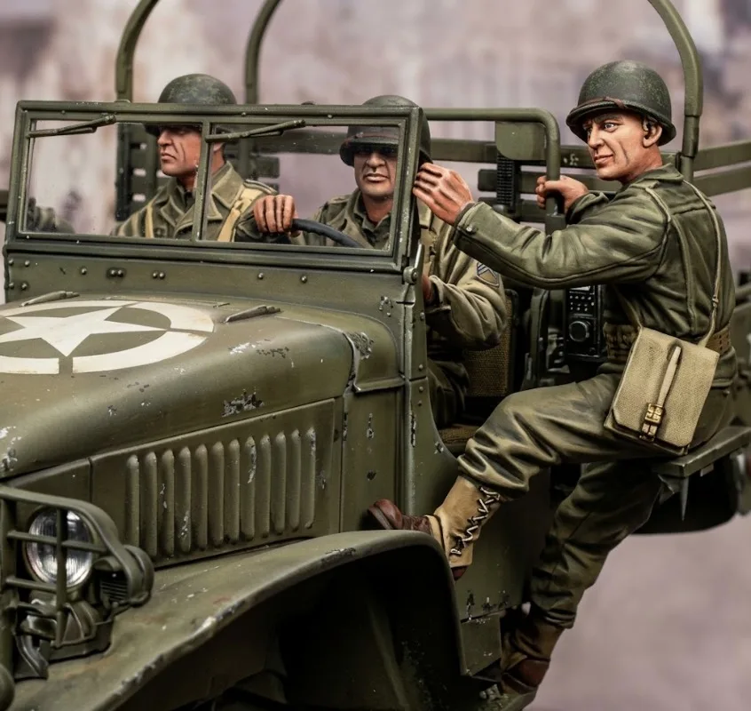 1:35 Scale Resin Figure Assembly Model Kit, US GMC Crew (3 Resin Figures/Set), Soldier Miniature Toy Unassembled and Unpainted