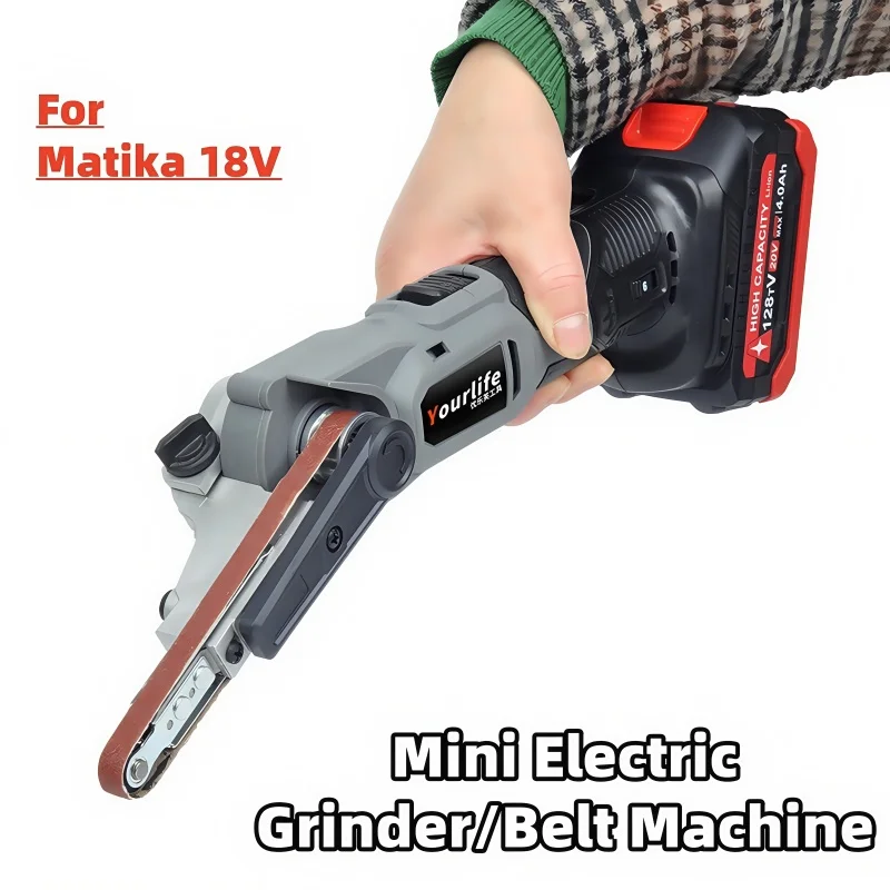 For Makita 18V Battery Cordless Mini Belt Sander, Portable Electric Grinder Polisher for Metal Wood DIY Sanding Work