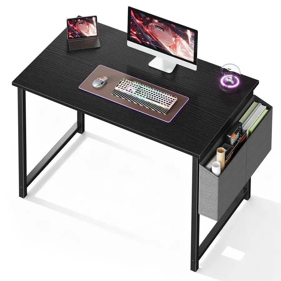 

Computer Desk 40 Inch Home Office Desks for Small Spaces, Gaming Writing Study Work Table with Storage Bag for Bedroom, Black