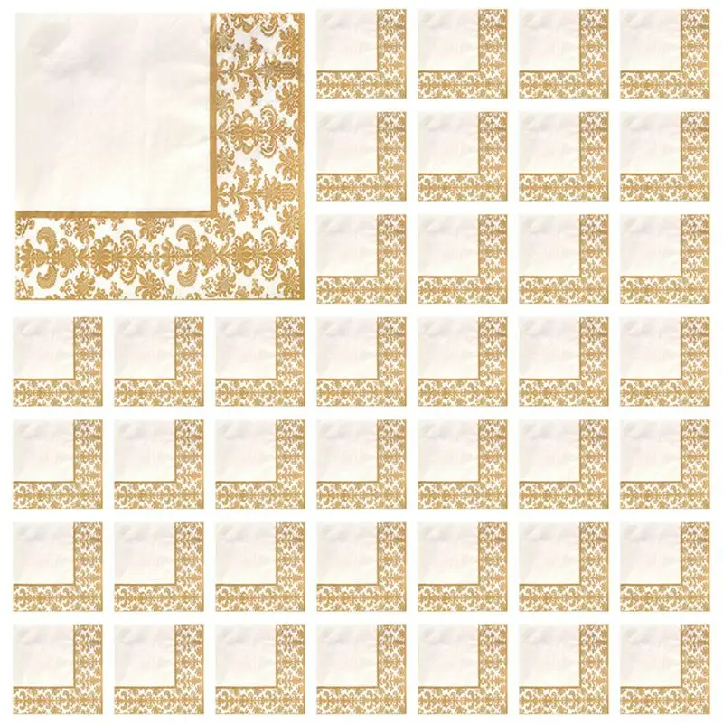 【LOVE】1000Pcs Gold Printing Disposable Napkin Tissue Paper Printed Napkins For Restaurant And Hotel (Golden + White)
