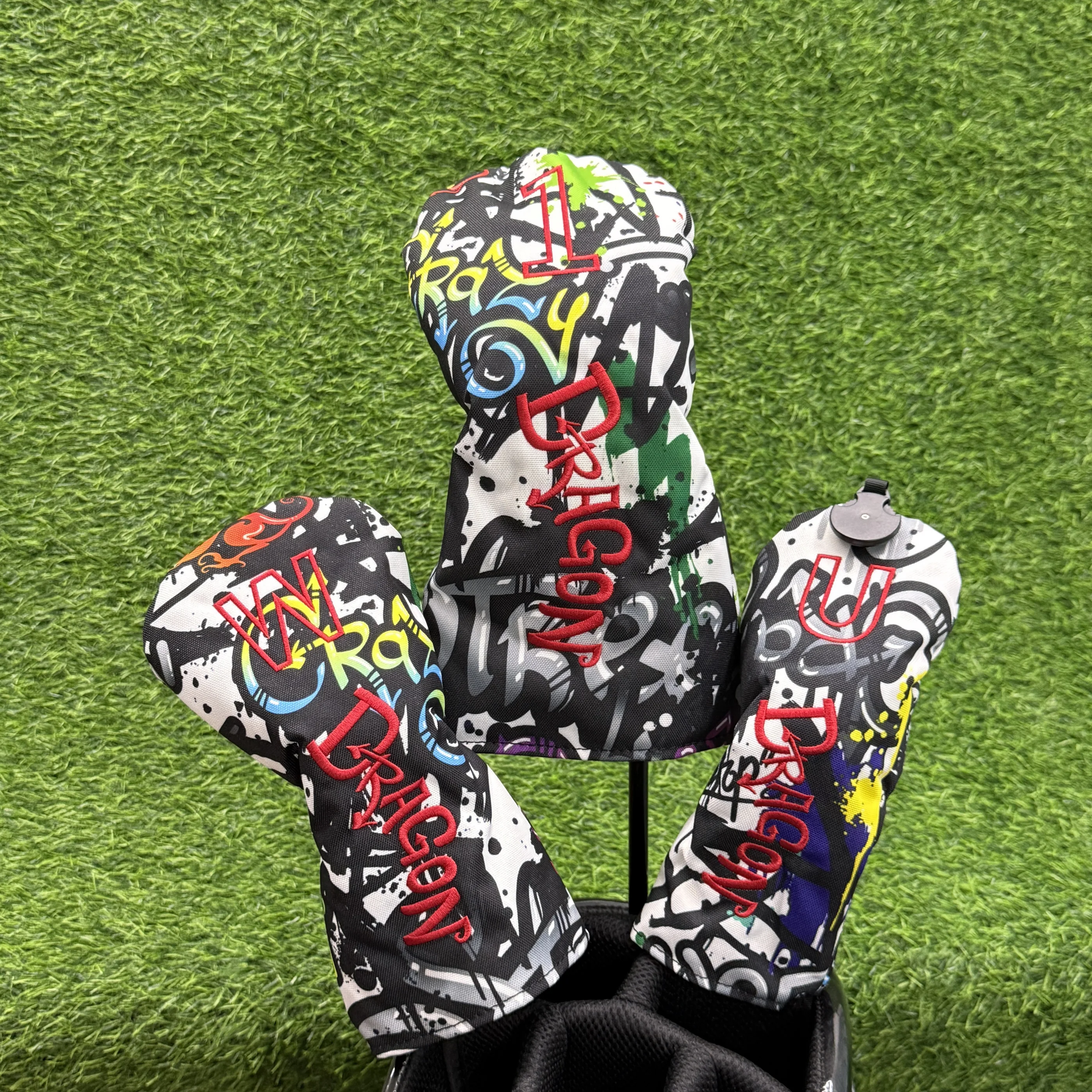 

Новый деревянный чехол для головы для гольфа No 1, No 3, No 5, универсальный тканевый чехол с персонализированной вышивкой красного дракона, чехол для головы для гольфа