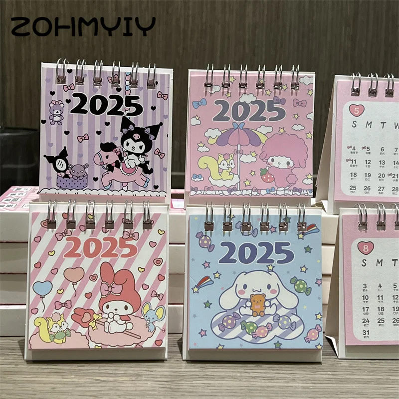 2025 Desk Calendar Kawaii Sanrio Kuromi Mini Calendar To Do List Daily Monthly Yearly Planner Time Manegement Desk Decorations