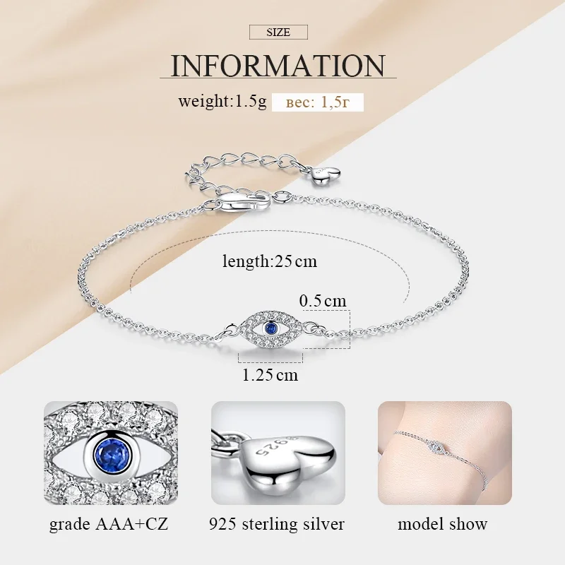 TONGZHE Bracciale da donna con malocchio Braccialetti in argento sterling 925 CZ Gioielli da tacchino fortunato per un paio di braccialetti per le