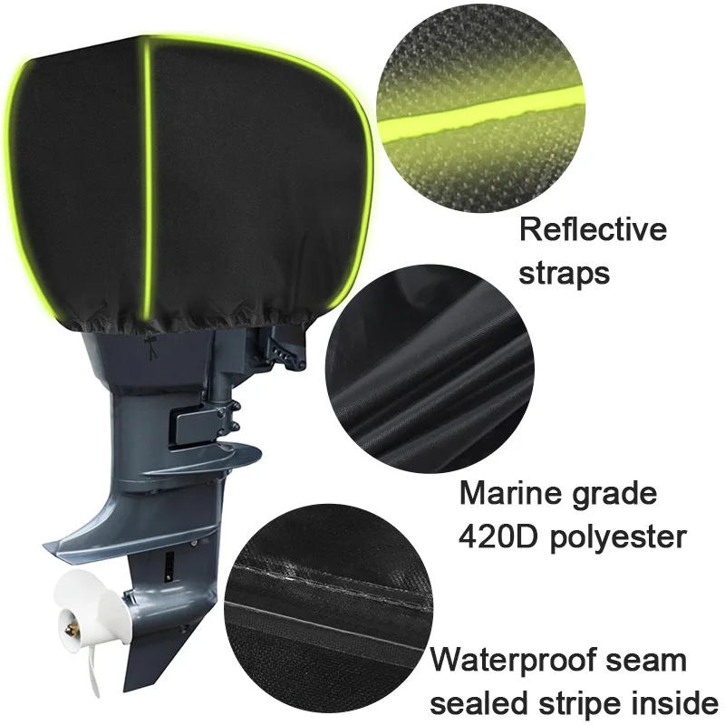 Waterproof 420D Polyester With Coating Outboard Motor Cover Dust Rain Protection Anti UV Half Outboard Boat Motor Engine Cover
