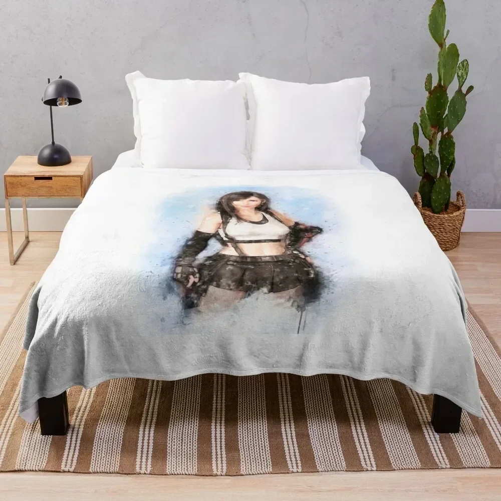 

Tifa Lockhart Ff VII Watercolor Throw Blanket Bed covers Luxury Blankets