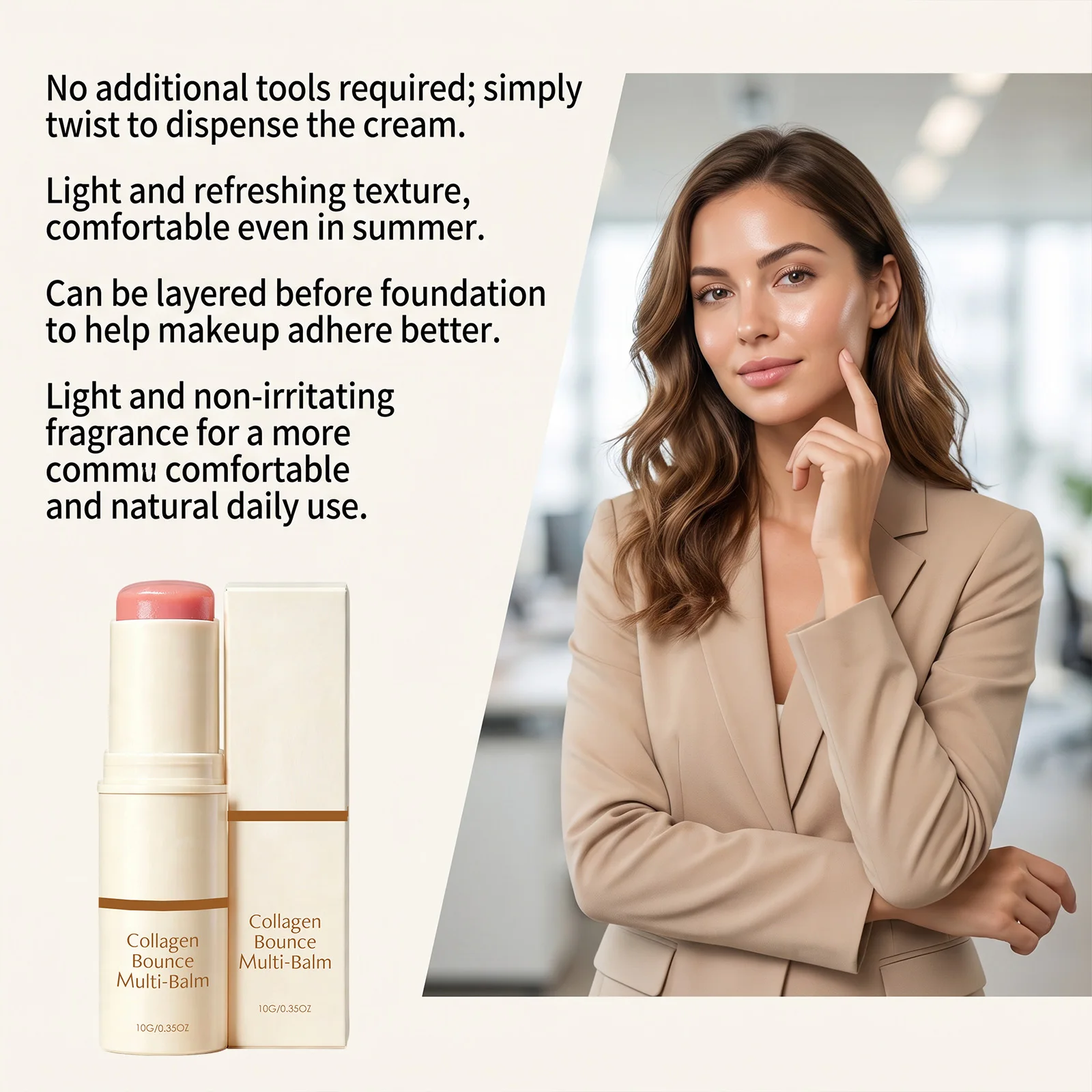 Wrinkle Bounce Moisturizing Multi Balm|Makeup Base Moisturizer,Boost Skin Elasticity Smooth Fine Lines|PDRN Collagen Balm Stick