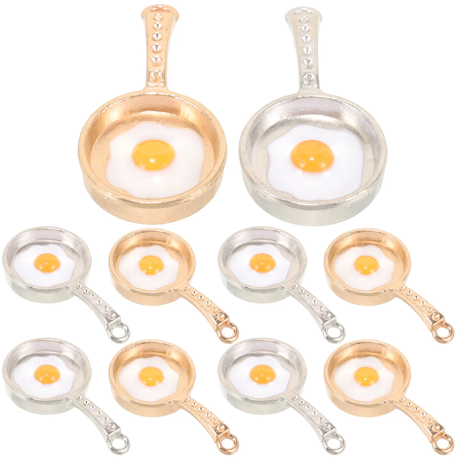 20 Pcs Poached Egg Pendant Jewelry Charms Pendants Making Novelty Food Hanging for Bracelets Earrings Frying Pan