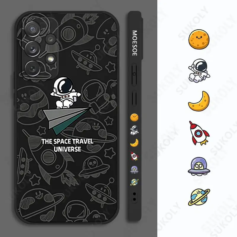Space Astronaut Case For Samsung Galaxy S25 S24 FE S26 S23 S22 Ultra Plus A57 A37 A17 A56 A16 A36 A54 A55 A15 5G TPU Phone Cover