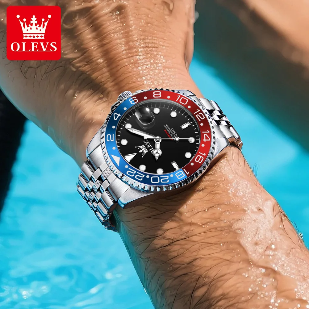 OLEVS 5657 Orologio da uomo originale di marca Orologio da polso da uomo d'affari Calendario impermeabile Orologio al quarzo con fasi lunari da uomo