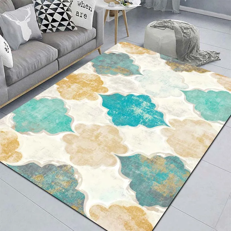 Minimalist Monochrome Contrast Design Floor Mat Soft Touch Rectangular Rug For Entertainment Room Interior Decor