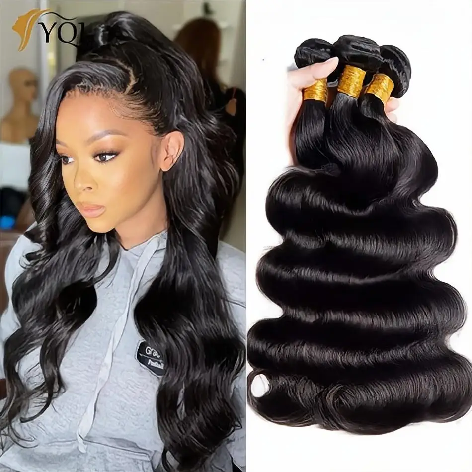 

Body Wave Bundles Human Hair Bundles 8-30 Inch 1/3/4 Brazilian Remy Hair Weave Bundles Natural Color Row Hair Extensions