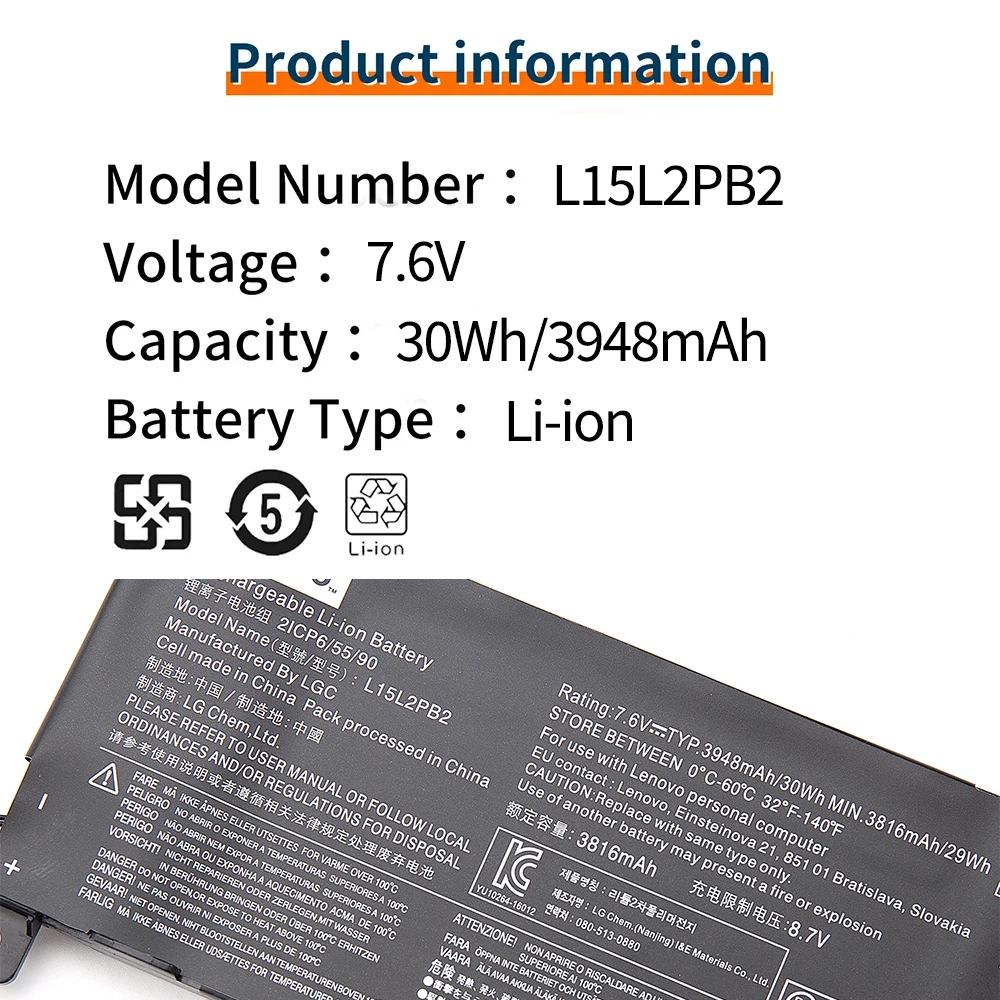 BVBH Nuova batteria L15L2PB2 310-14IKB per Lenovo IdeaPad 310-14ISK IdeaPad 310-14IKB,310-14ISK IdeaPad L15L2PB3, L15M2PB2