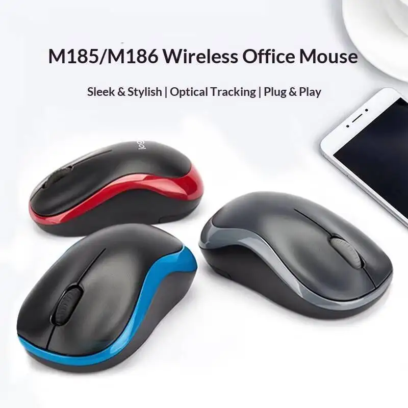 Logitech M185 Wireless Mouse ambidextrous form adapt various user hand habits desktop laptop home office Win Mac daily use