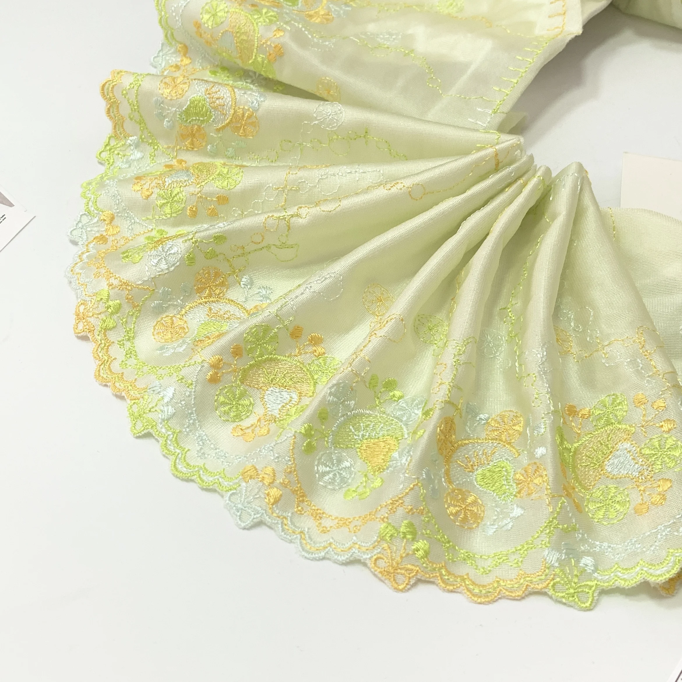 

15 ярдов кружевная ткань DIY женское платье кружевная бейка ремесло лимон фрукты сетка вышивка кружева для швейных аксессуаров