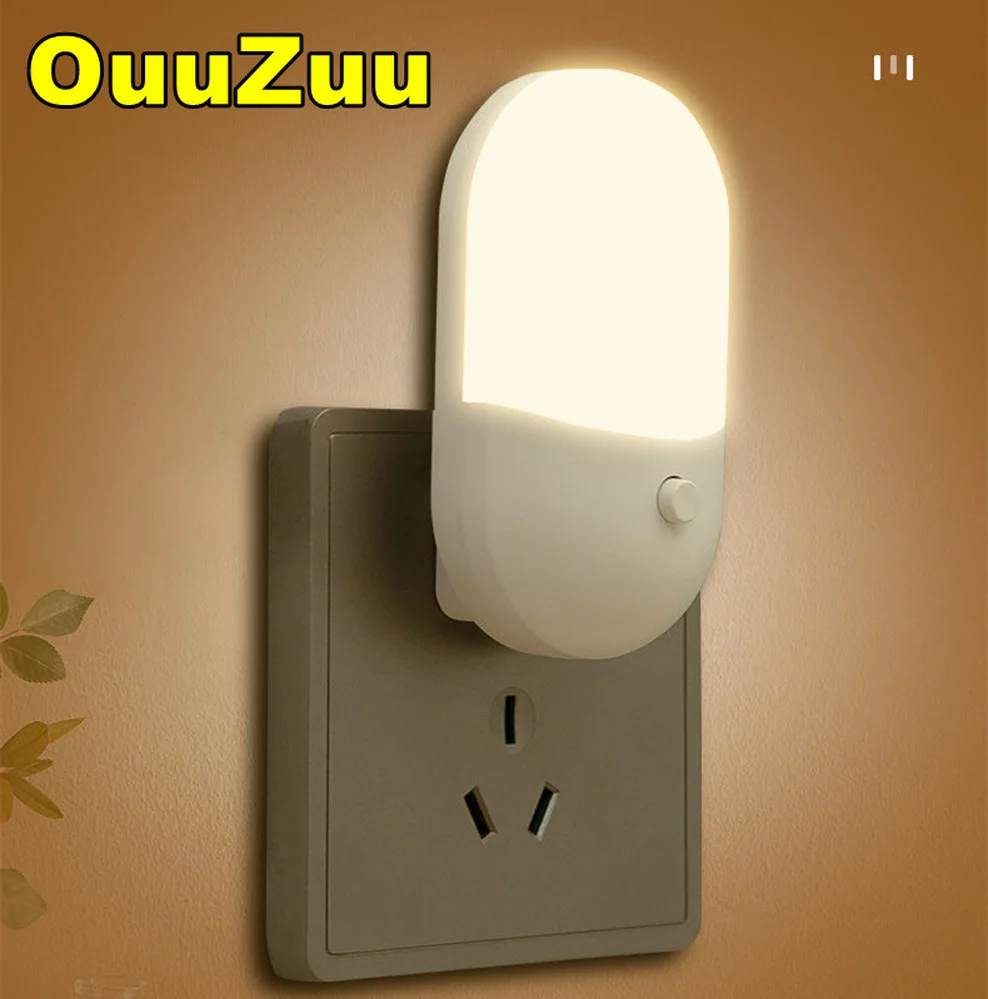 LED Night Light Saving LED Light Control Induction Night Lamp EU US Plug Night Light For Bedrooms Toilets Stairs Corridors