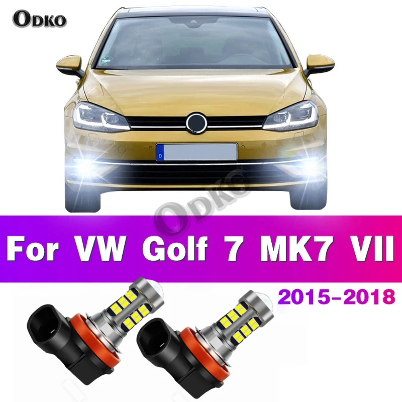 

2Pcs LED Car Front Fog Light Lamps Bulb For Volkswagen VW Golf 7 MK7 VII 2015 2016 2017 2018 Auto Accessory Fog Light Bulbs