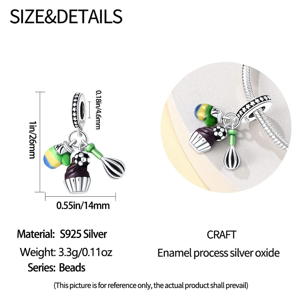 Charms Beads Boxing Glove Soccer Cupcake Whisk Plata Fit Original 925 Charms Bracelet Sports Baking Jewelry Gifts for Women