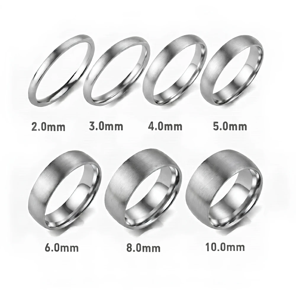 316L Surgical Stainless Steel Brushed Wedding Band Ring for Men Women Biker Stackable Jewelry