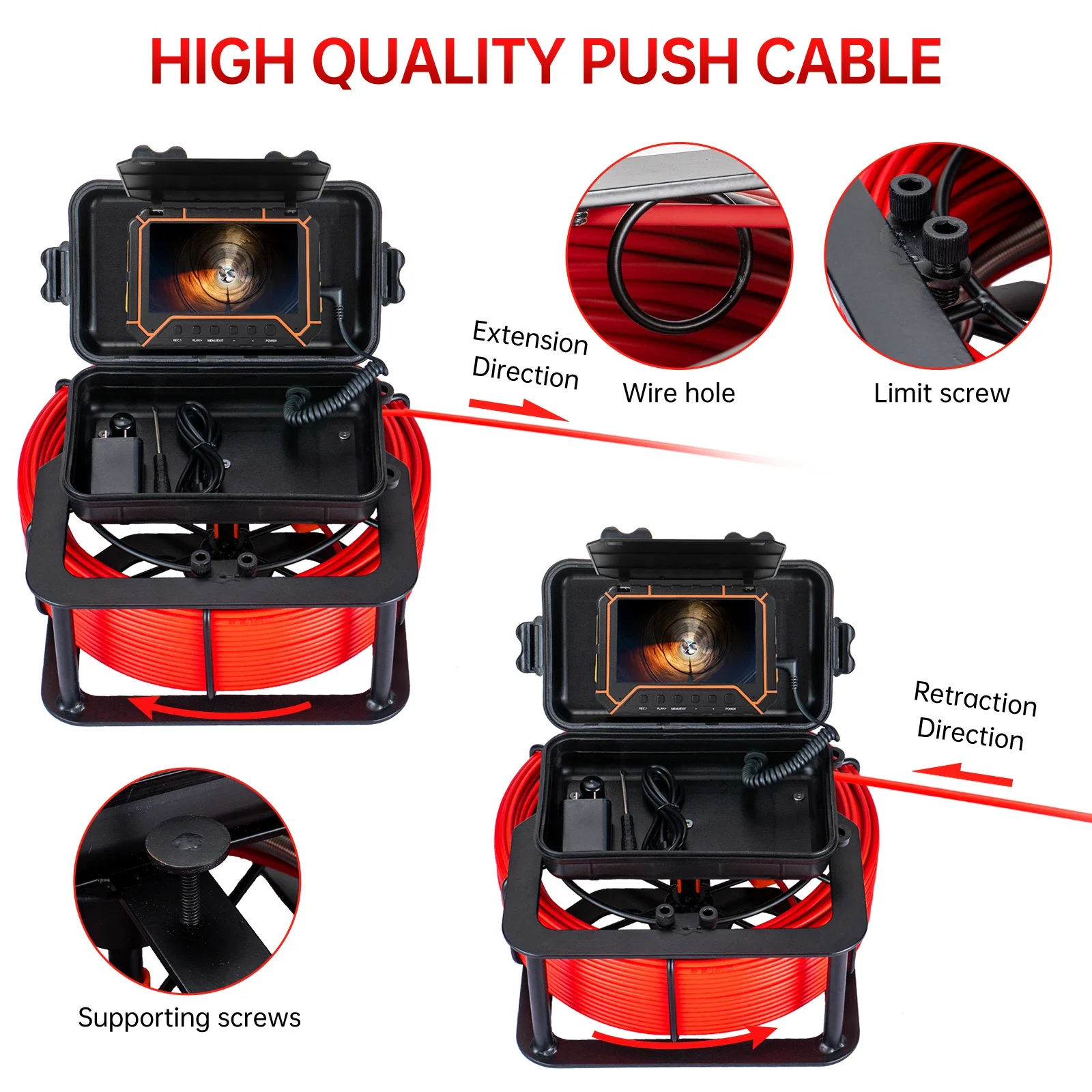 SYANSPAN 5inch HD Screen Pipe Inspection Camera 32GB Video Recording HD 23MM Probe for Sewer Drian line Checks IP68 Waterproof