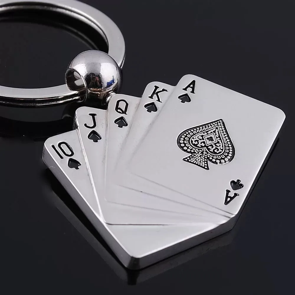 Car Keyring Simulation Playing Card Metal Key Pendant Key Ring Accessories Creative Personality Car Keychain Accessories Adorns