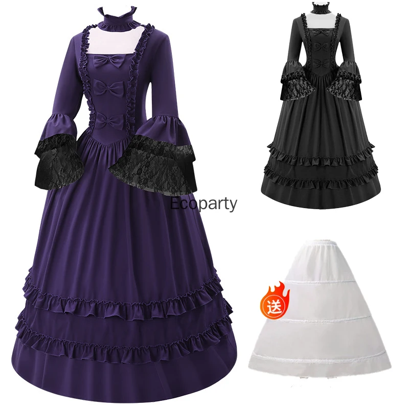فستان نسائي جديد على الطراز الفيكتوري من القرون الوسطى النبلاء الأوروبي عتيق برقبة مربعة وأكمام مضيئة فستان مأدبة لحفلات الهالوين زي كوين