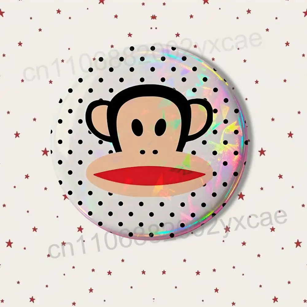 Dies ist ein Affen-Paul-Frank-Abzeichen für Rucksäcke, Kleidungsdekoration, runde Brosche aus Weißblech, lustige, individuelle Geschenke für Freunde – Detail 16