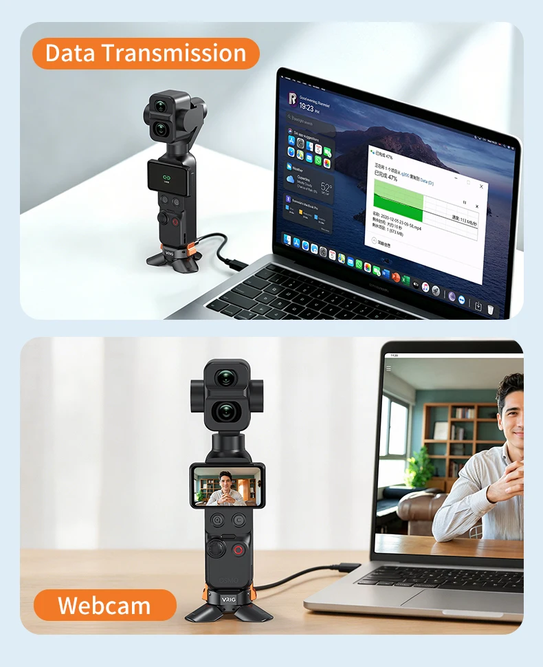 VRIG Ladegerät Typ-C Schnellverschluss-Stativ für DJI Osmo Pocket 3/4/4 Pro, Automatisch Öffnendes und Schließendes Aluminiumlegierungs-Ministativ – Detail 6