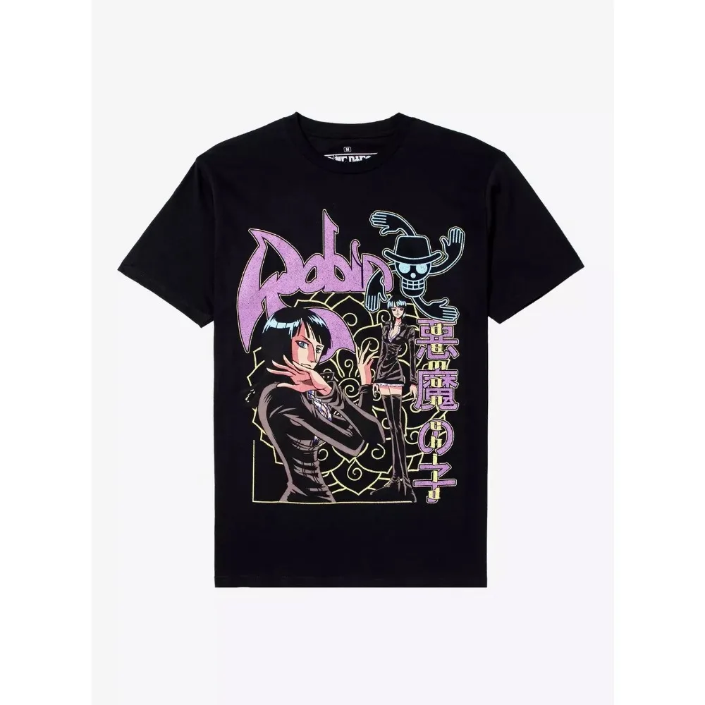 One Piece Nico Robin Unisex Pure Cotton T-shirt 2026 Summer Hot Anime Print American Loose Casual Parent-child Short Sleeved Top
